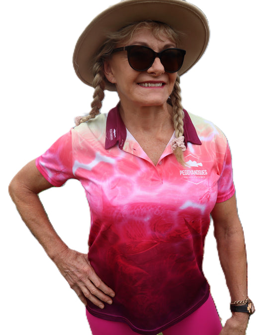 Ladies Polo Shirt – Pink - UV 50+ Protection - Free Postage Australia Wide